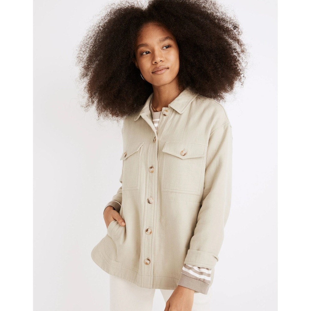 Madewell Waffleback Branner Shirt Jacket Shacket NC802 Faded Seagrass XL Neutral